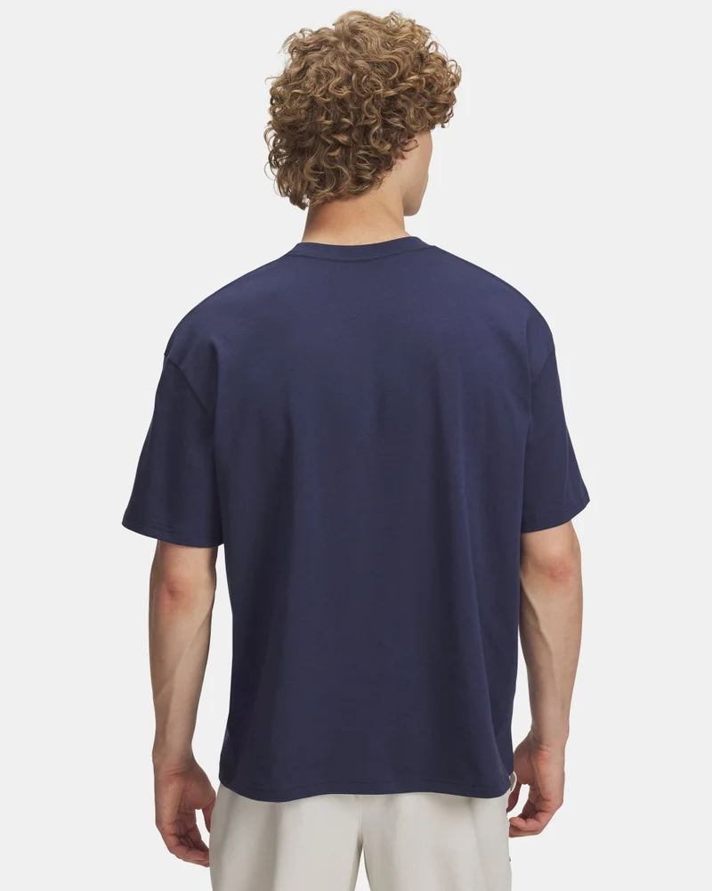 اندر ارمر تيشيرت ثقيل الوزن مزين بشعار العلامة التجارية بنمط منسوج للرجال